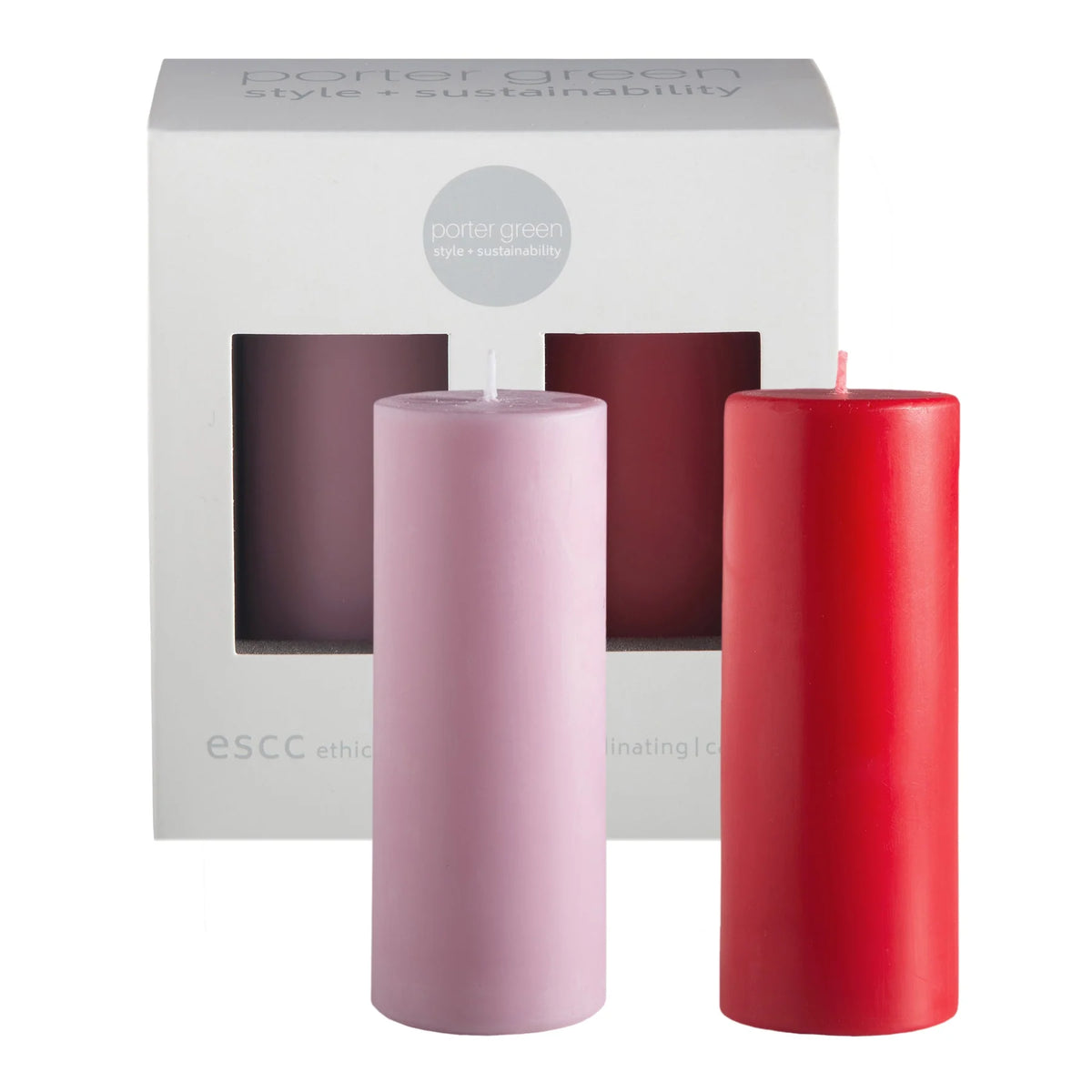 Porter Green Cherry + Blush | Escc Sml Pillar | Soy-Blend Unscented Ca ...