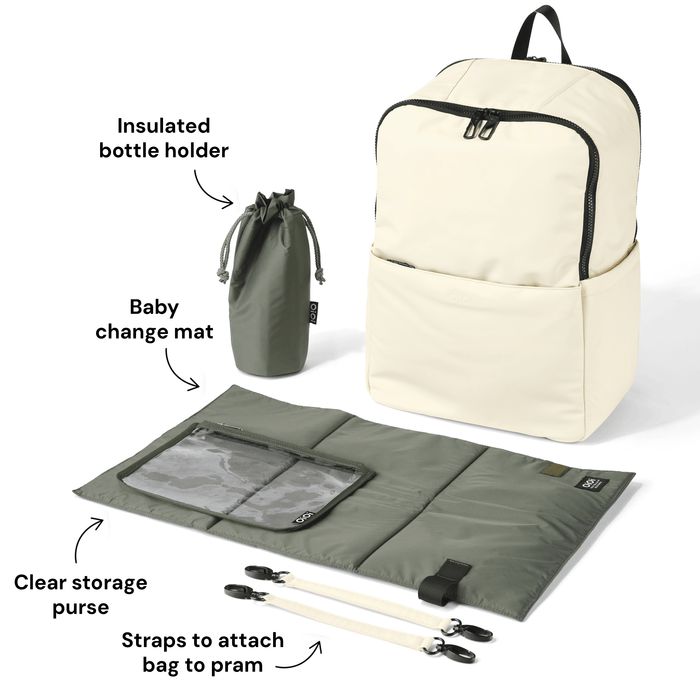 OiOi Multitasker Nappy Backpack - Ivory Weatherproof – La Petite Boudoir